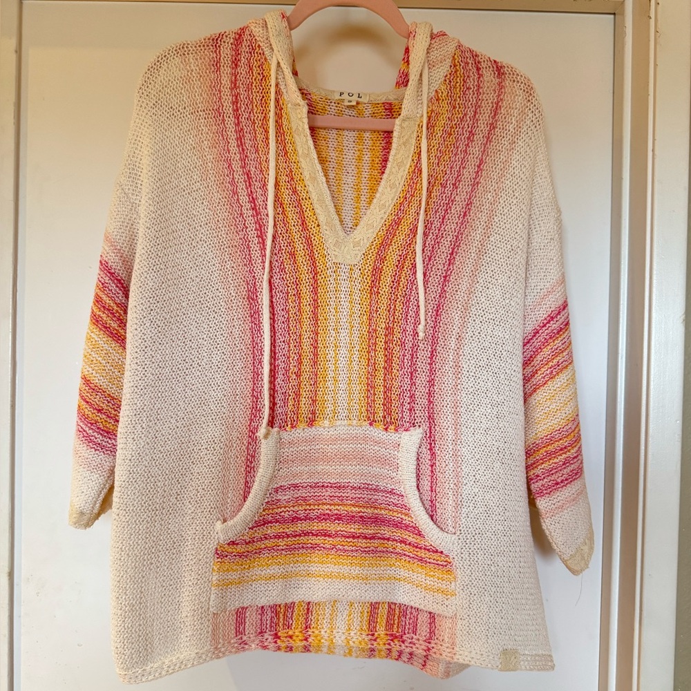 POL sample Stripped Hooded 3/4 sleeve sweater
